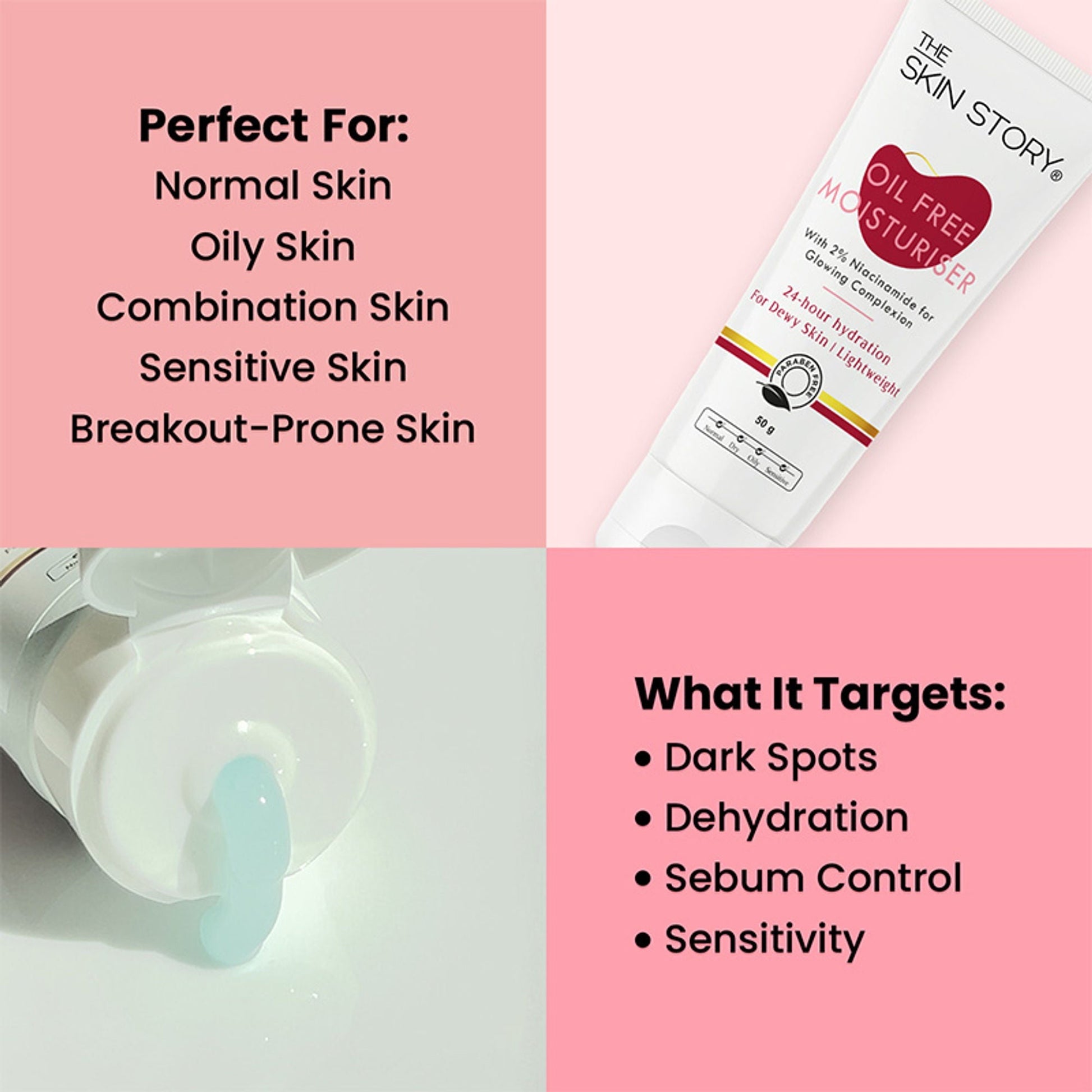 The Skin Story Oil Free Face Moisturizer For Oily Acne Prone Skin Hydrates Adds Glow - Niacinamide  Grab2Buy The Skin Story Grab2Buy