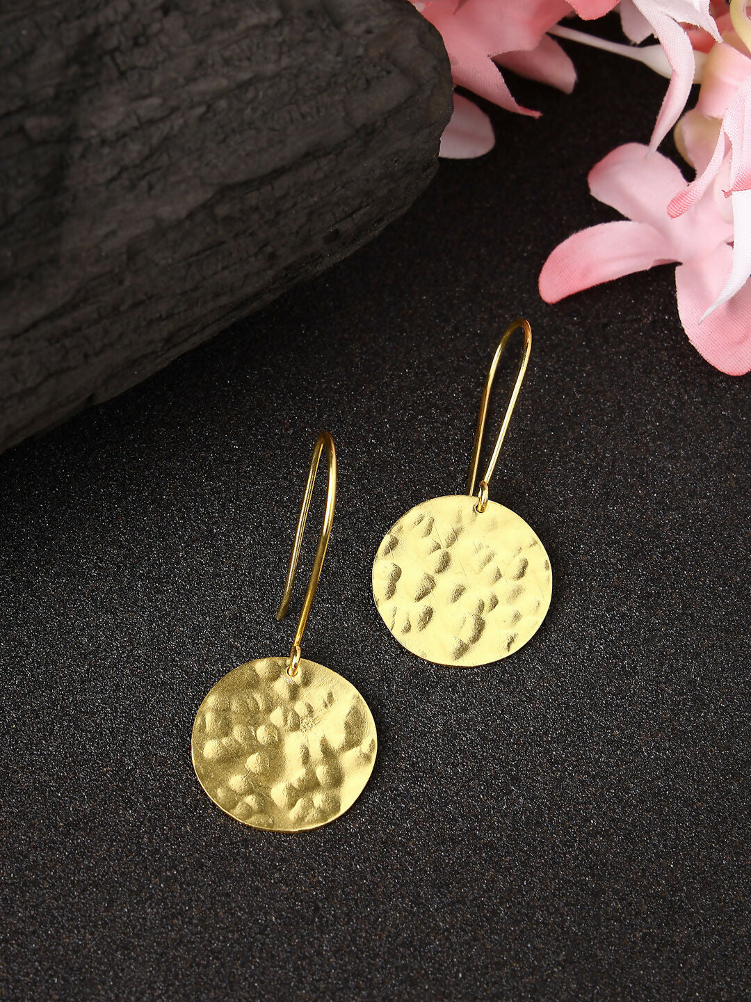 NVR Women Gold-Plated Fish Hook Circle Drop Earrings - Grab2buy