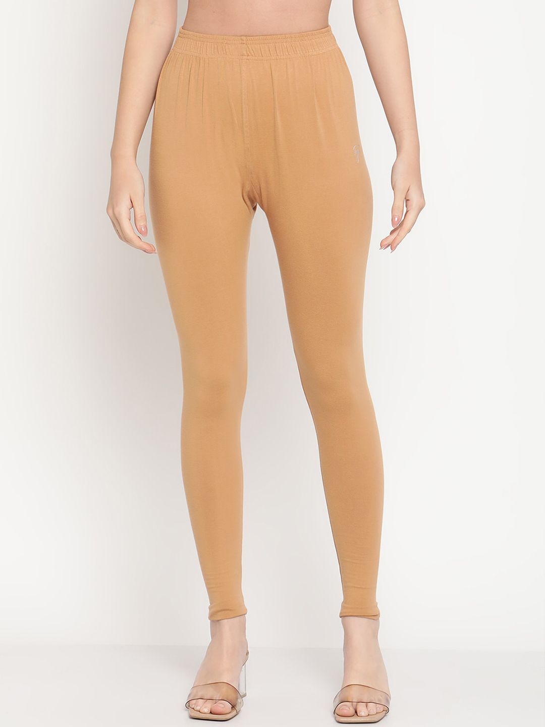 TAG 7 Pack of 2 White & Beige Solid Comfort-Fit Ankle-Length Leggings