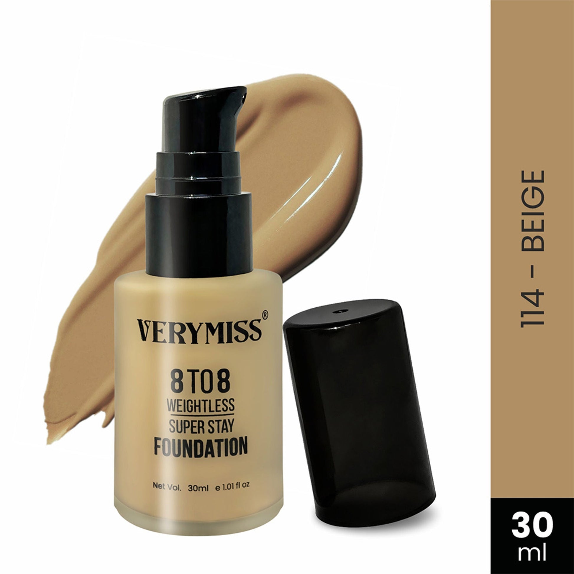 VERYMISS 8 To 8 Weightless Super Stay Foundation - 114 Beige  Grab2Buy VERYMISS Grab2Buy