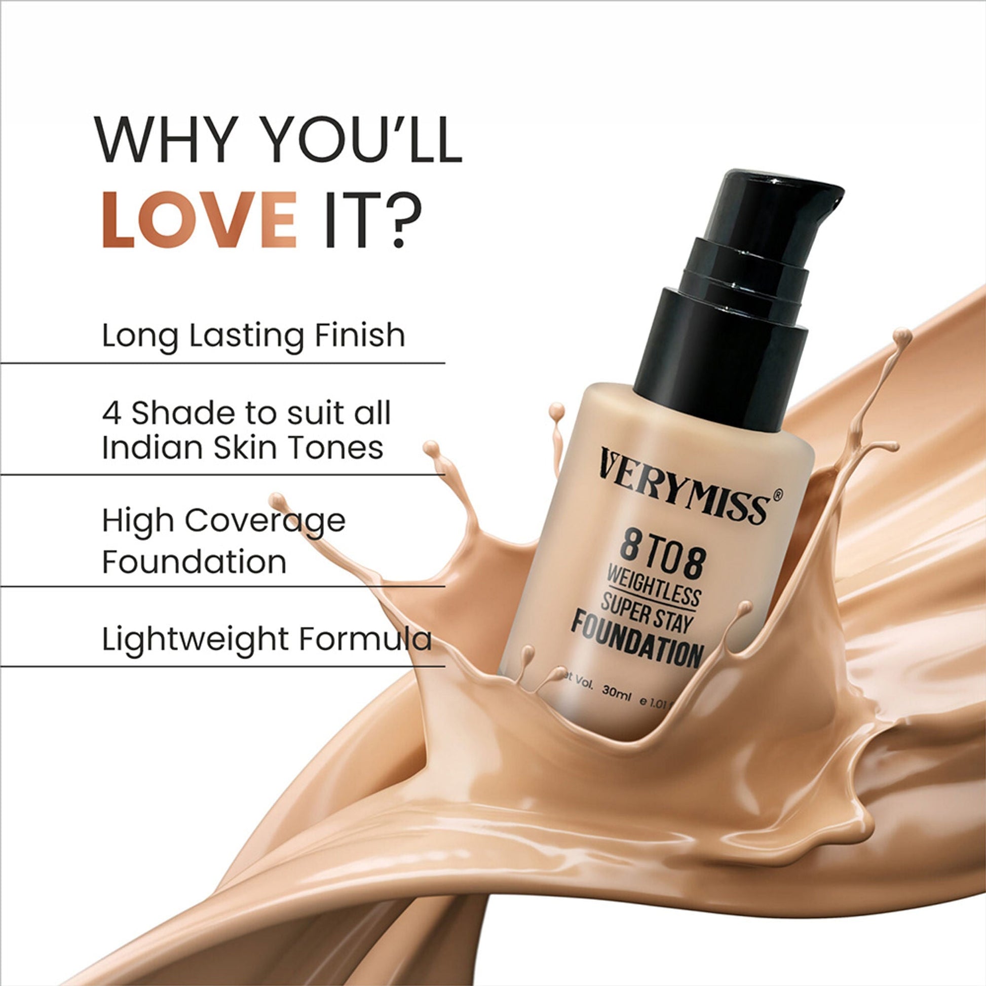 VERYMISS 8 To 8 Weightless Super Stay Foundation - 111 Ivory  Grab2Buy VERYMISS Grab2Buy