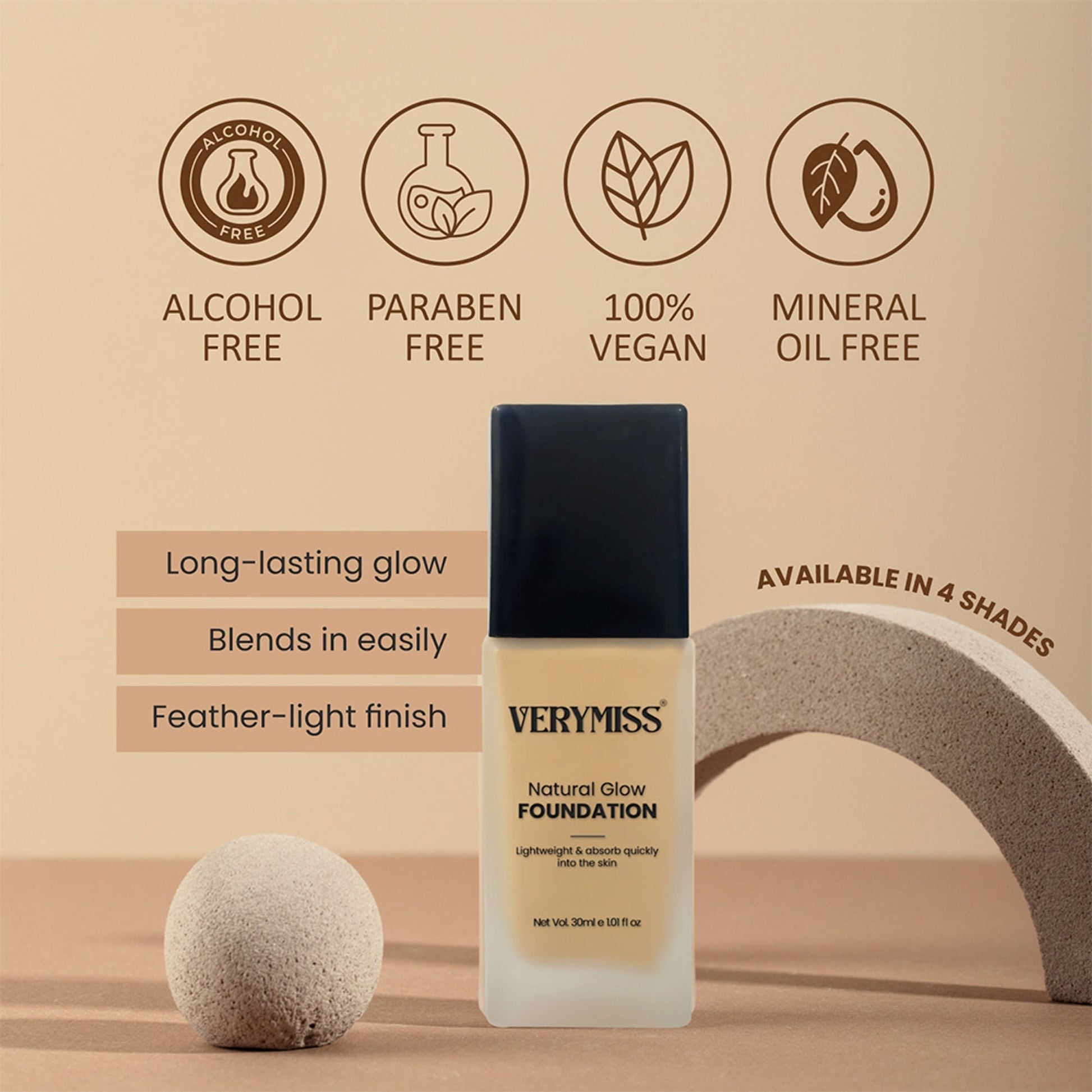VERYMISS Natural Glow Daily Wear Foundation - 01 Ivory  Grab2Buy VERYMISS Grab2Buy