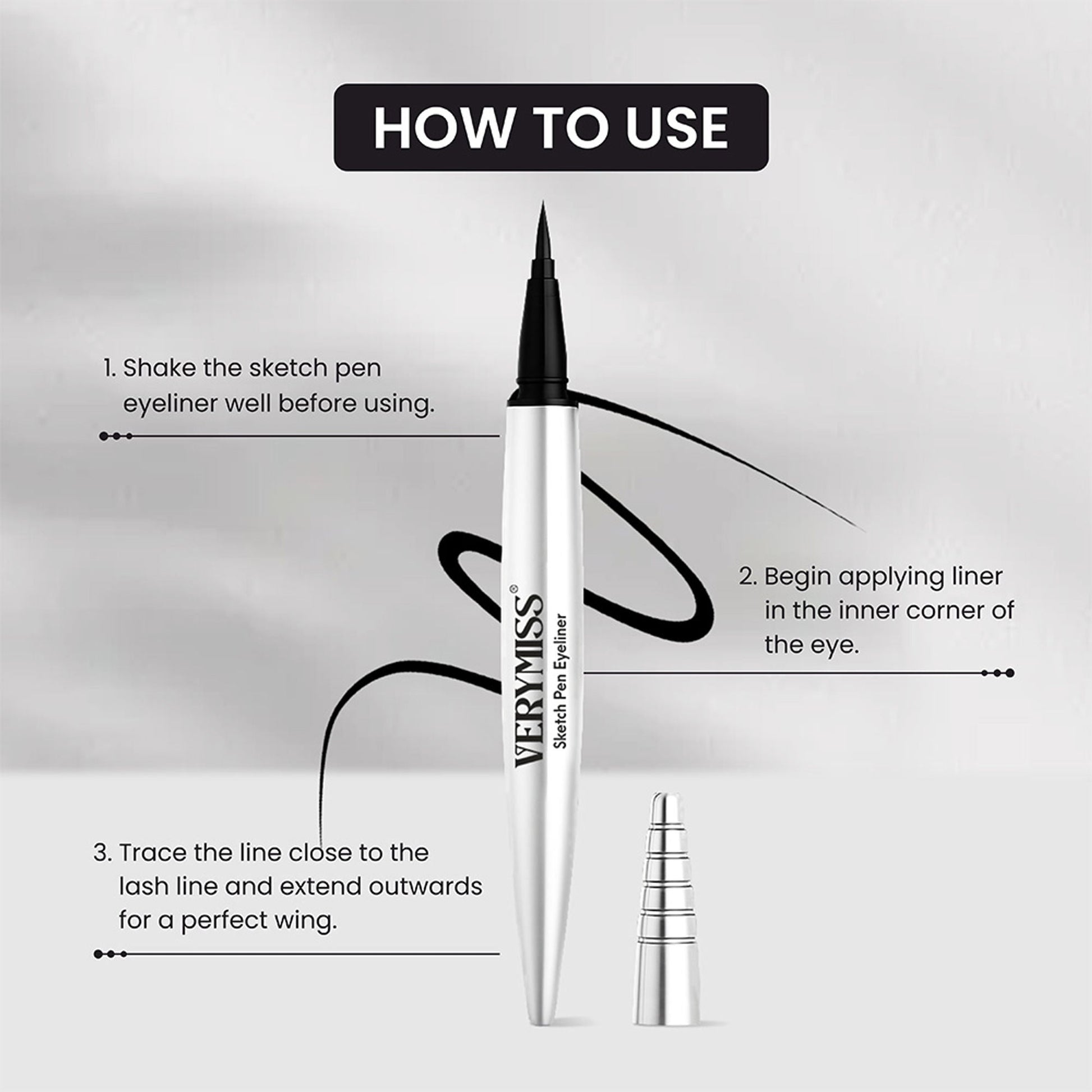 VERYMISS Jet Black Sketch Pen Eyeliner  Grab2Buy VERYMISS Grab2Buy