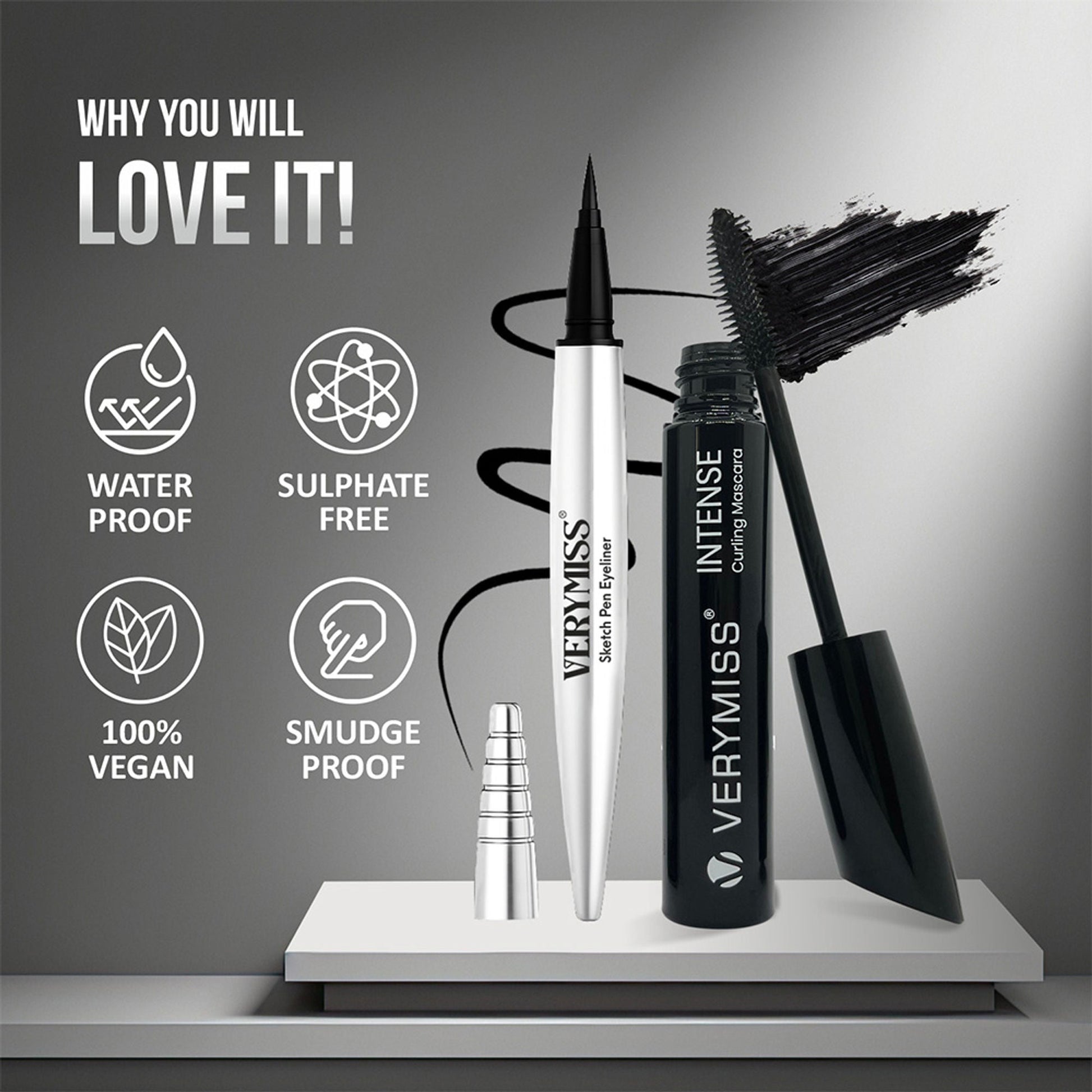 VERYMISS Waterproof Pen Eyeliner + Mascara Combo Set  Grab2Buy VERYMISS Grab2Buy