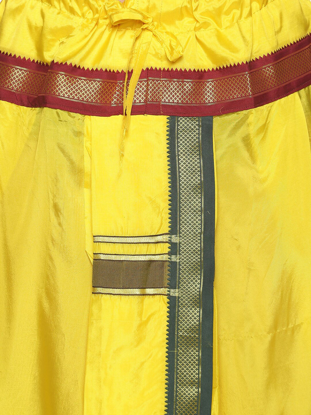 Sethukrishna Men Yellow & Green Solid Readymade Dhoti Pant 