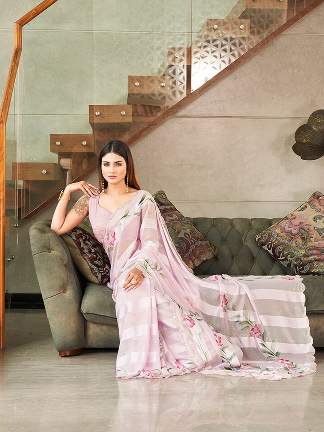 Tikhi Imli Floral Printed Sequinned Grab2Buy 