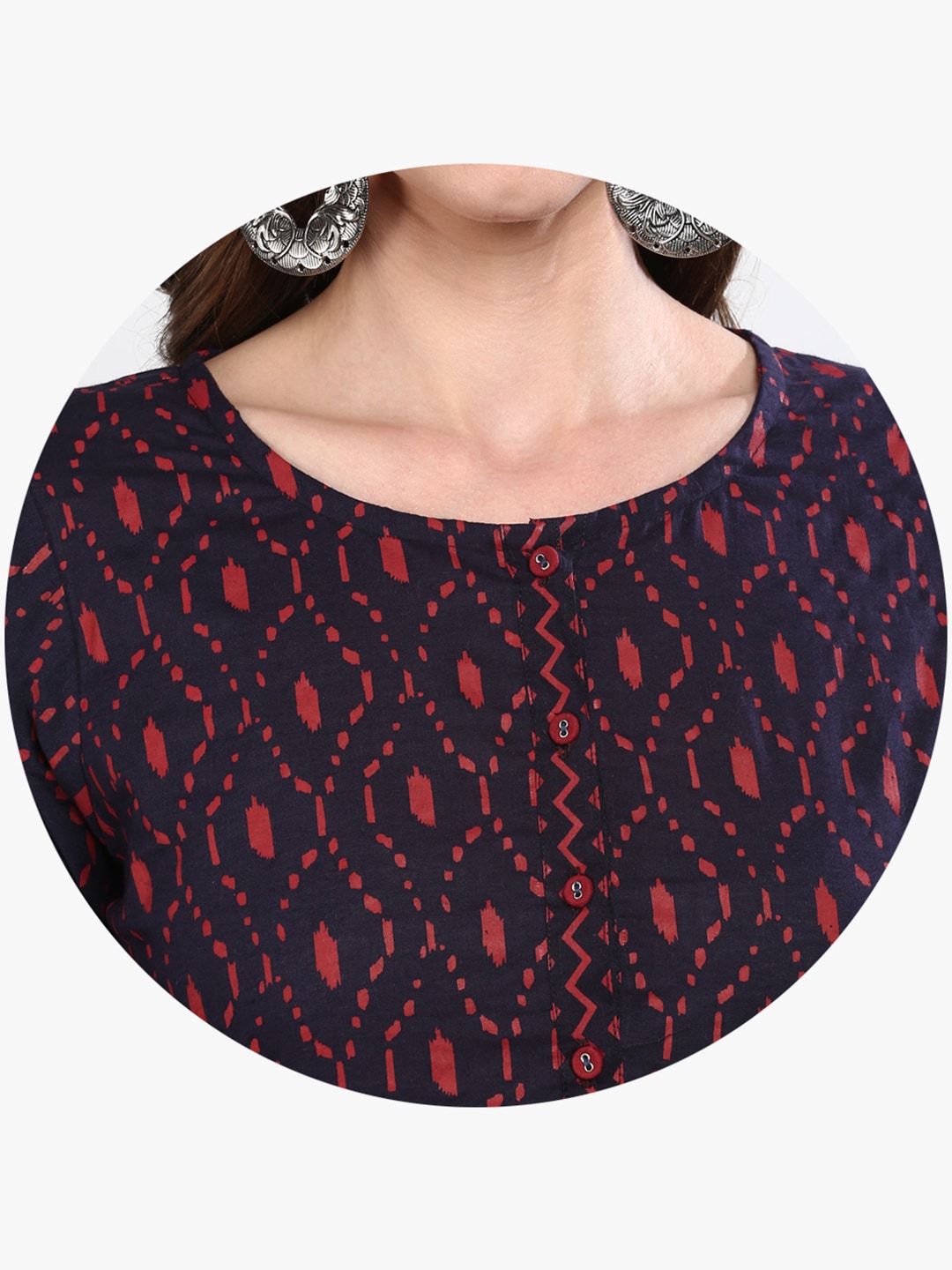 Sangria Women Blue Geometric Printed Straight Kurta - Grab2buy