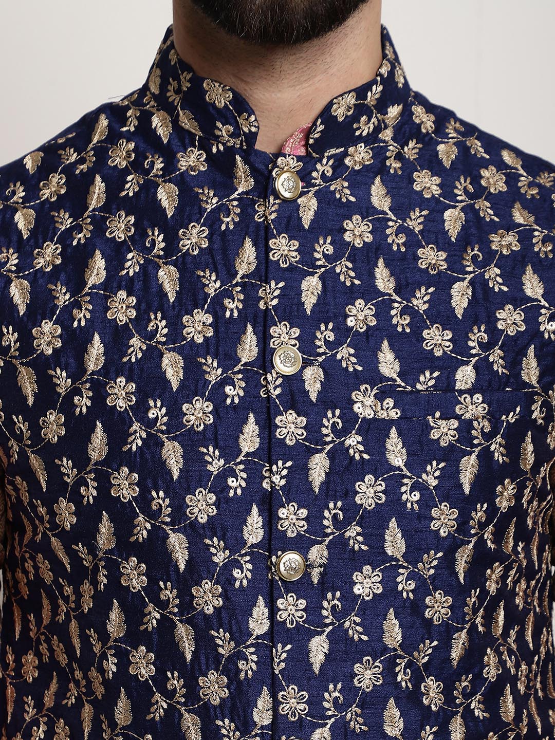 Sojanya Men Pink Ethnic Motifs Kurta with Pyjamas & Nehru Jacket 