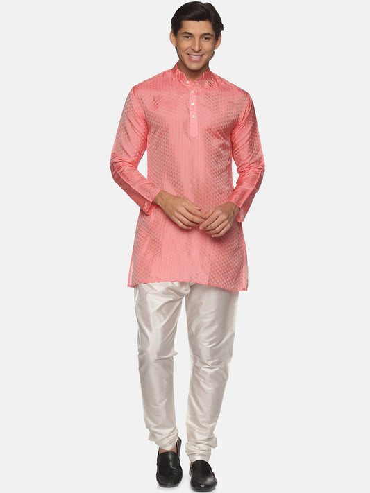 Sethukrishna Men Peach-Coloured Kurta with Pyjamas