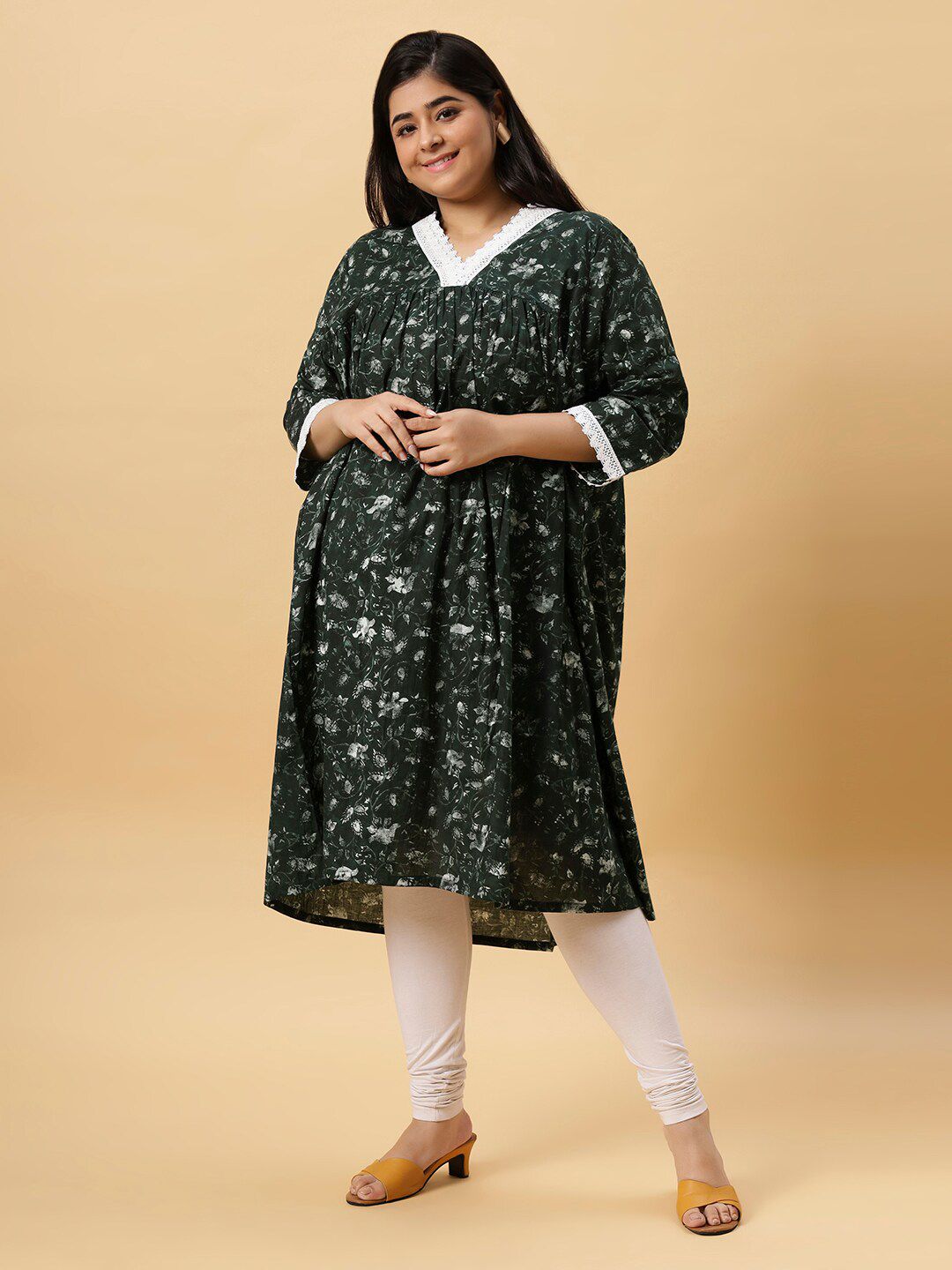 Sztori Printed V Neck A Line Kurta