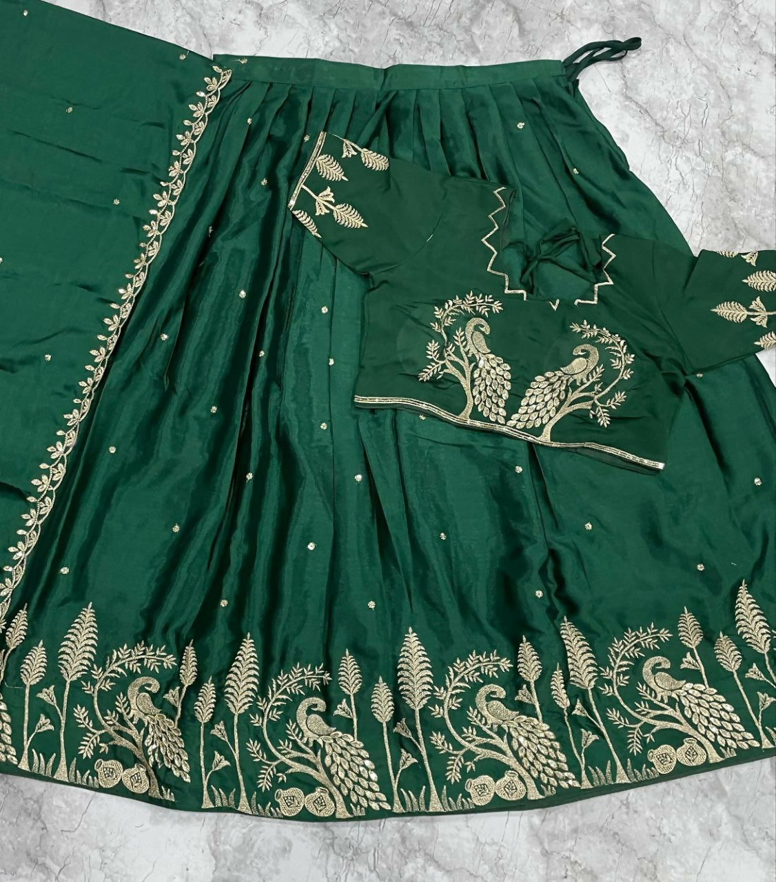 Teeya Creation New Womens Latest Embroidered Designer Lehenga Choli Set - Green