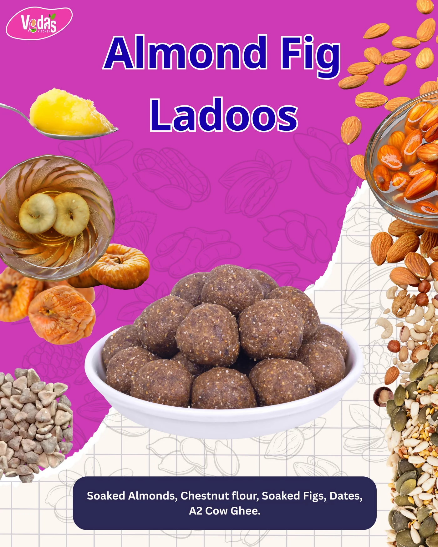 Vedas Kitchen Almond Fig Ladoo  Grab2Buy Vedas Kitchen Grab2Buy