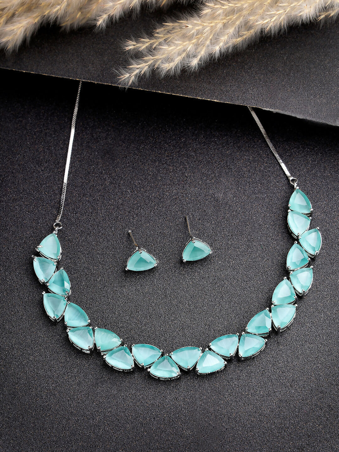 NVR Women's Green Artificial Stones Studded Handcrafted Jewellery Set - Grab2buy