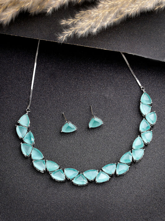 NVR Women's Green Artificial Stones Studded Handcrafted Jewellery Set - Grab2buy