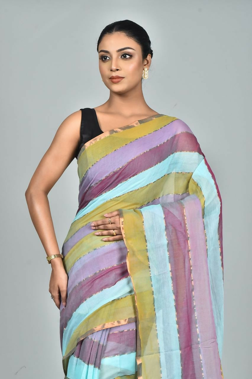 Exclusive Collection Beautiful Multi1 Pure Cotton Woven Handloom Grab2Buy With Running Blouse Piece 