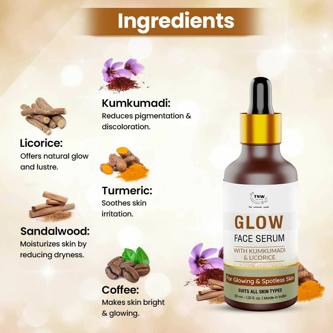The Natural Wash Glow Face Serum with Kumkumadi & Licorice  Grab2Buy The Natural Wash Grab2Buy