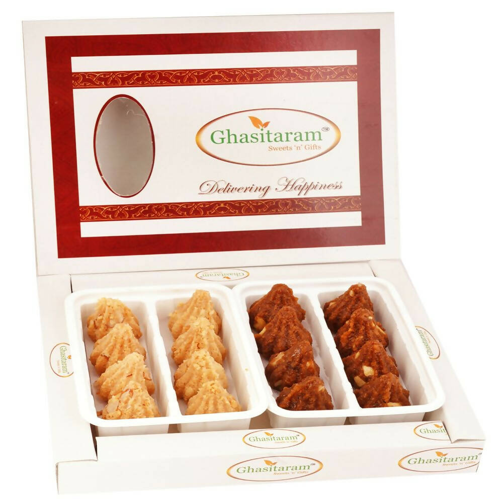 Ghasitaram White Box of Dodha Barfi and Milk Cake Modaks 