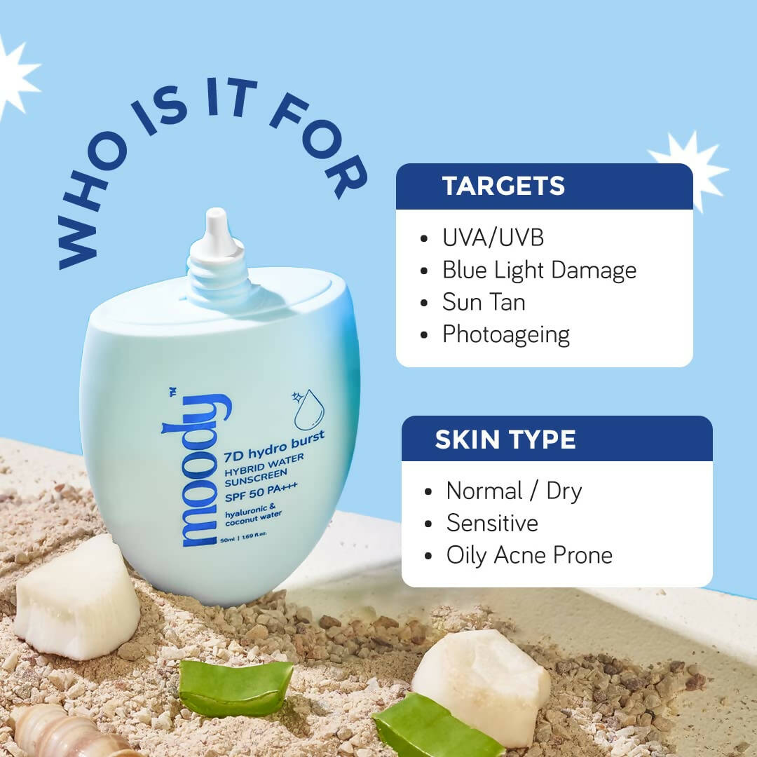 Moody Hybrid Water Sunscreen with SPF 50 PA +++ 