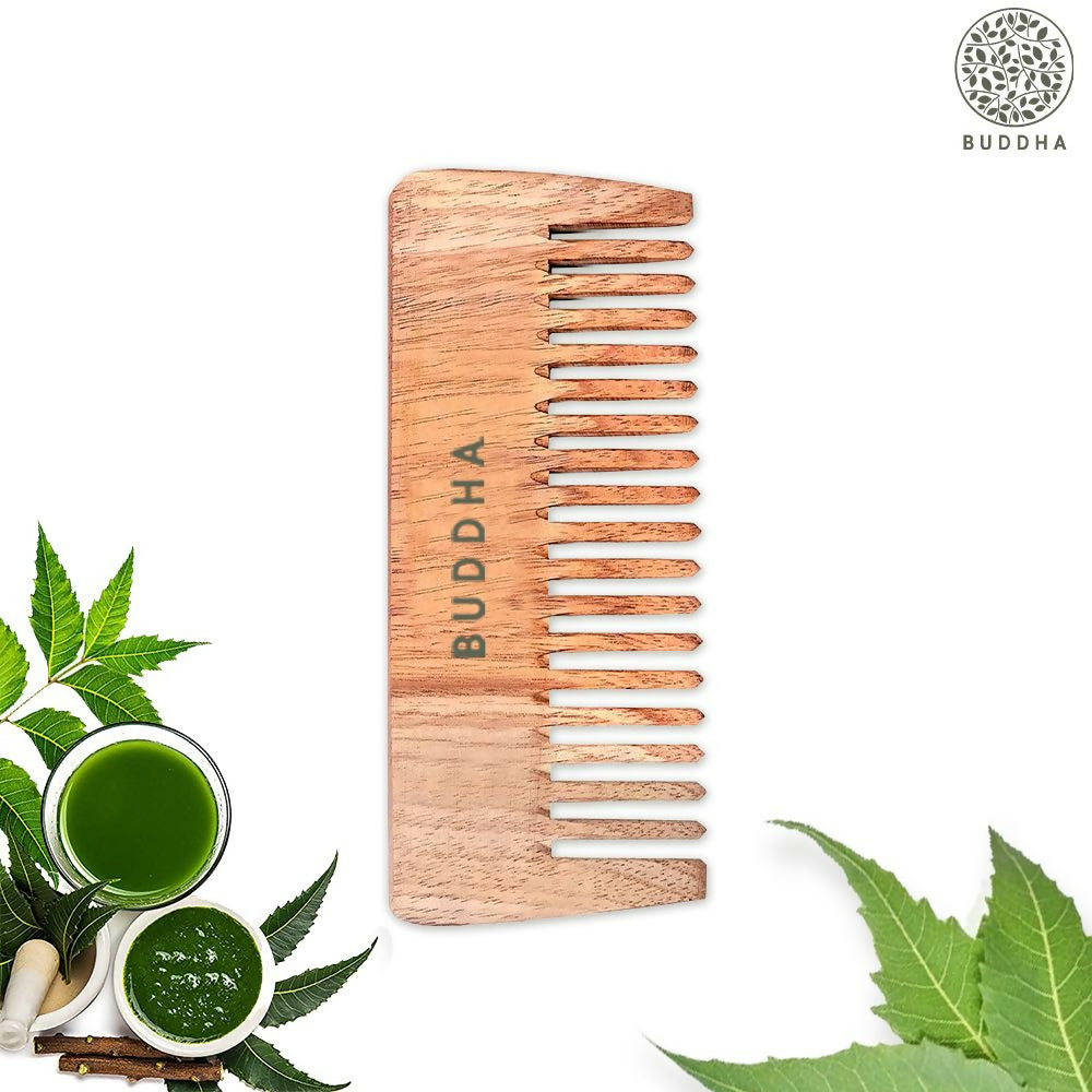 Buddha Natural Neem Wood Wide Tooth Shampoo Comb 
