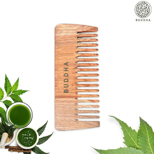 Buddha Natural Neem Wood Wide Tooth Shampoo Comb 