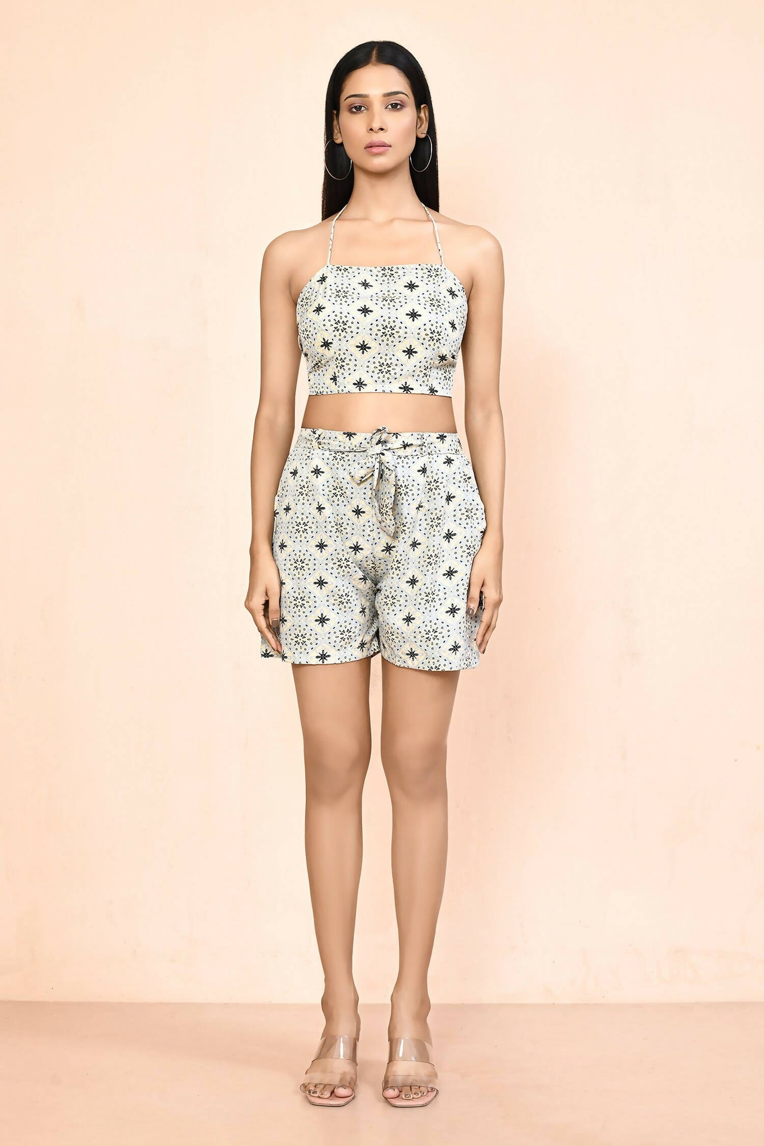 Grey Platinum Creap Printed Co-Sets - Femella