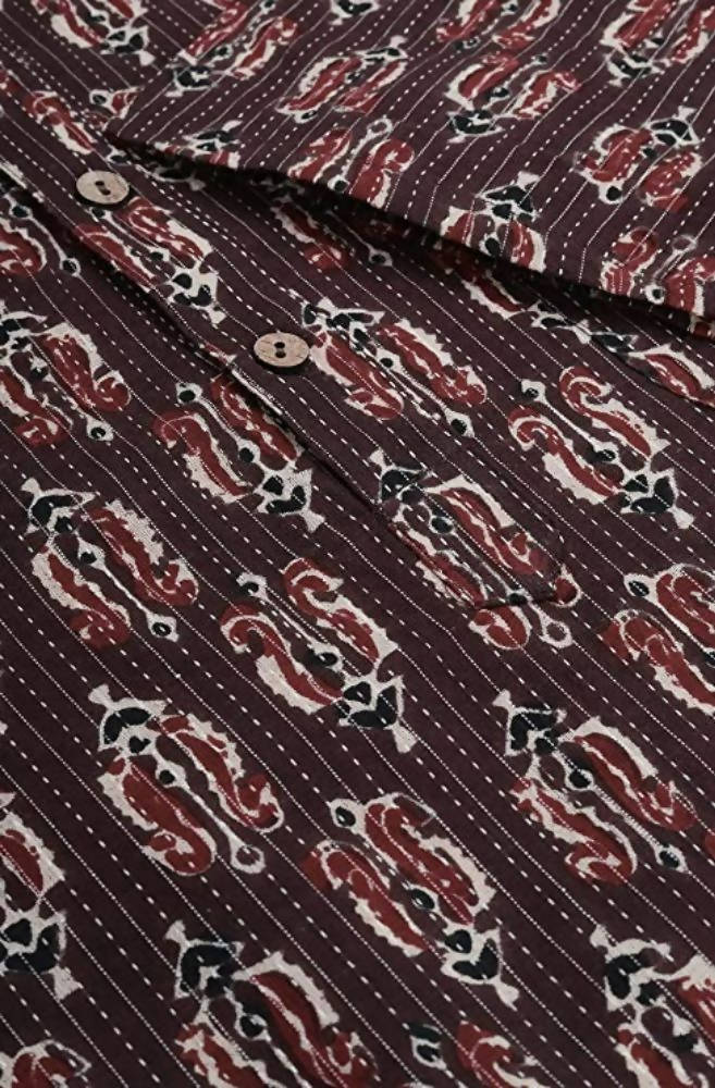 Janasya Men's Brown Cotton Kurta