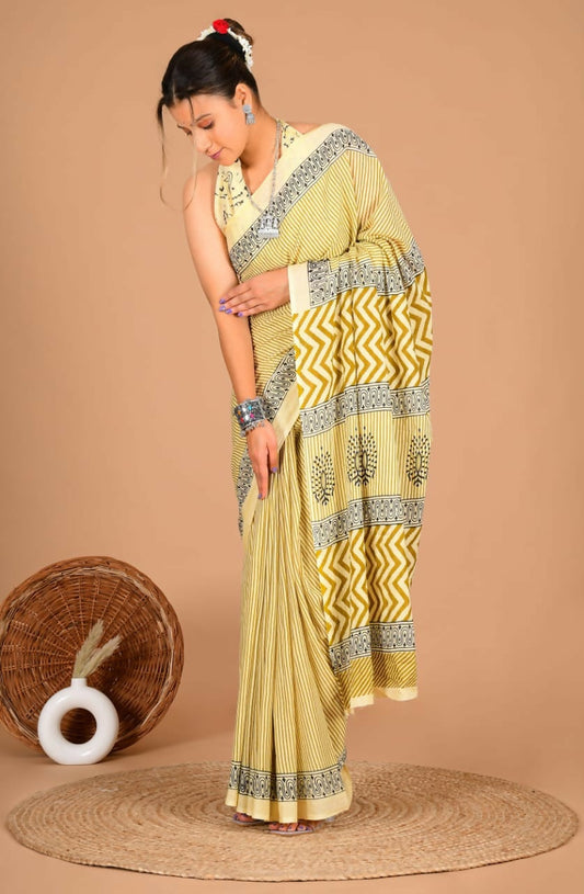 Exclusive Collection Yellow Beautiful Mulmul Cotton Grab2Buy