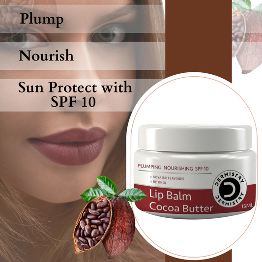 Dermistry Cocoa Butter Lip Care Tint Balm Plumping Nourishing Retinol SPF 10 for Glossy Lips - Grab2buy