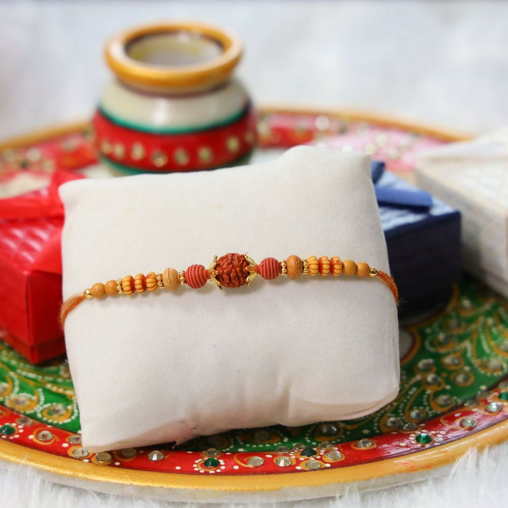 Indianvibez Rudraksh Beads Designer Rakhi | Grab2Buy