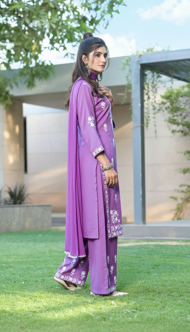 BulBul Meher Purple Rayon Kurta Set with Dupatta 