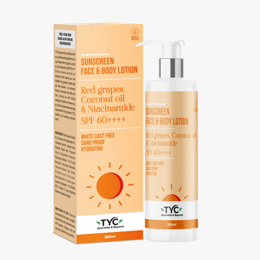 TYC Sunscreen Face & Body Lotion - Red Grapes, Coconut Oil & Niacinamide | SPF 60++++  Grab2Buy TYC Grab2Buy