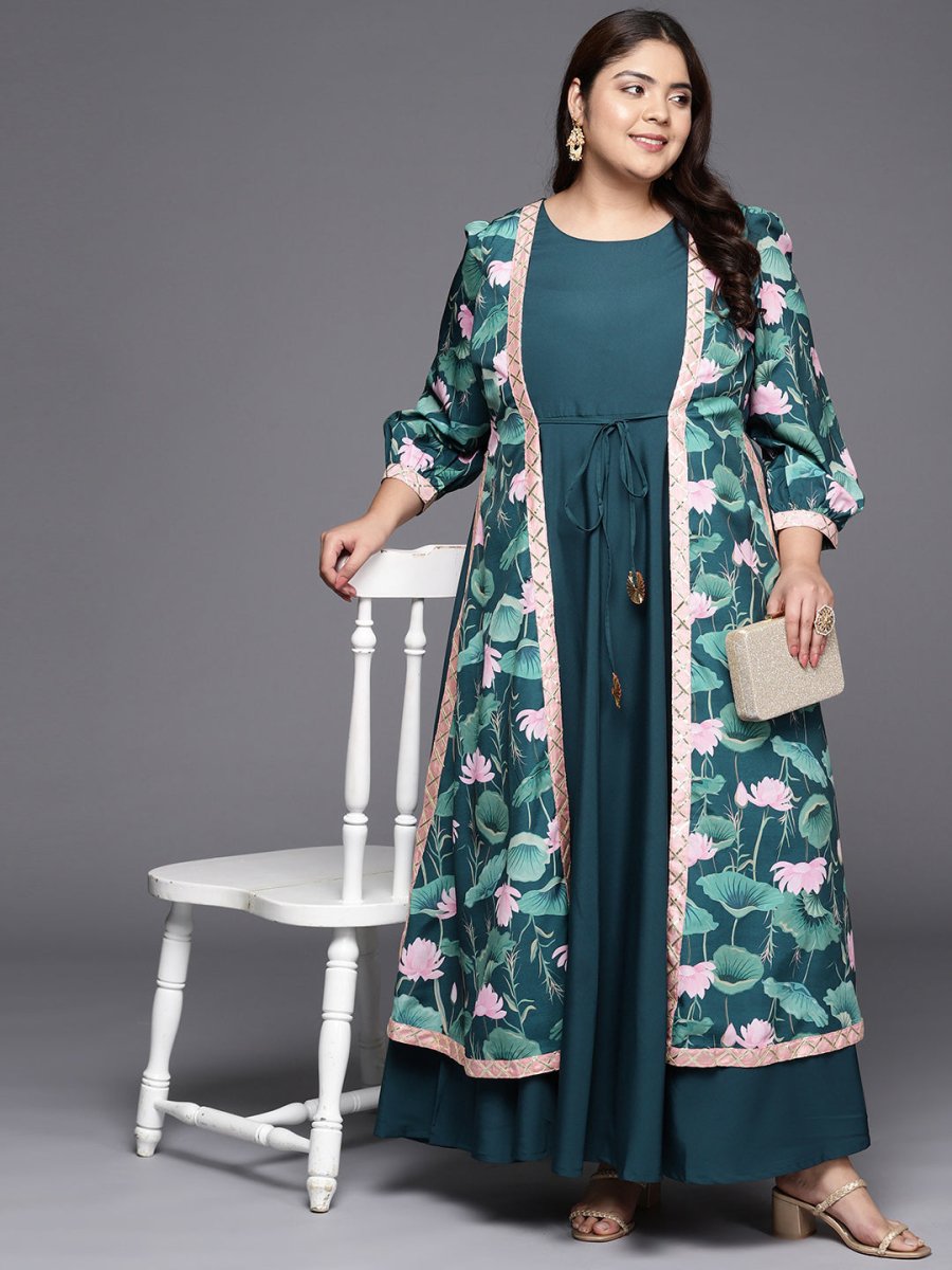 Ahalyaa Plus Size Round neck Maxi Ethnic Dress  Grab2Buy Ahalyaa Grab2Buy