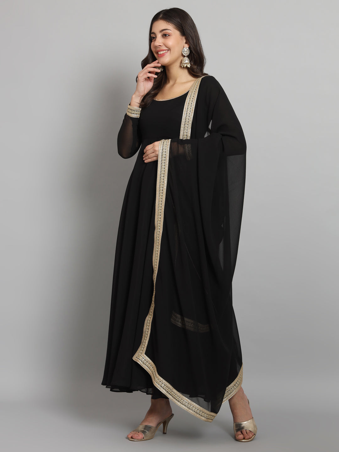 Fab Fashion Black Gota Anarkali Set