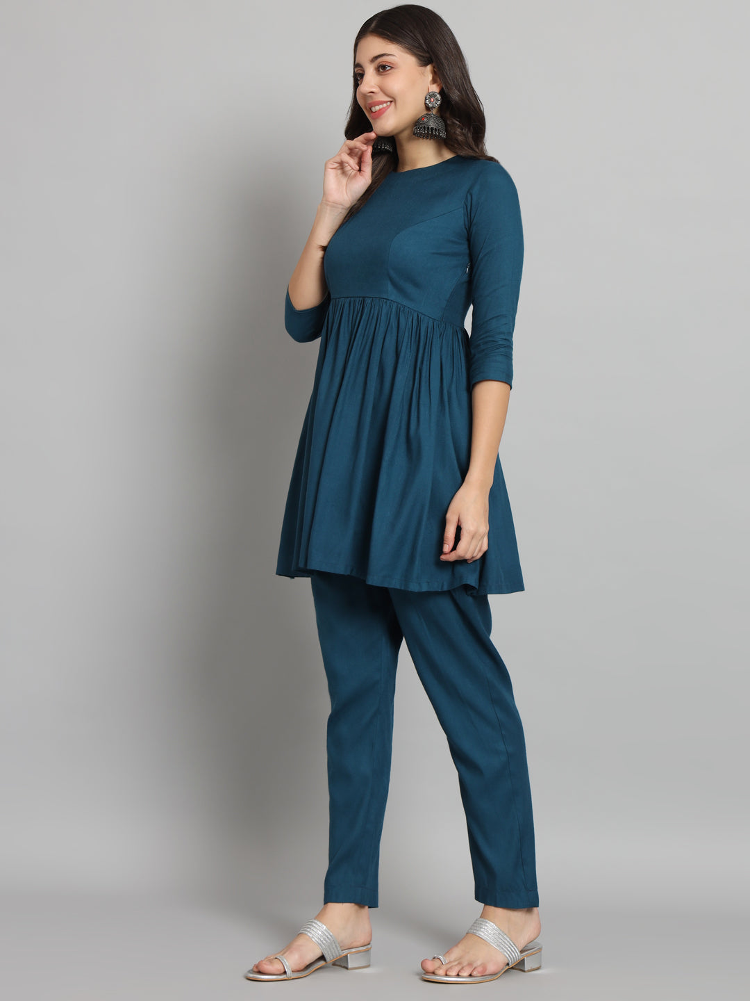 Fab Fashion Peacock Blue Co-Ord Set 