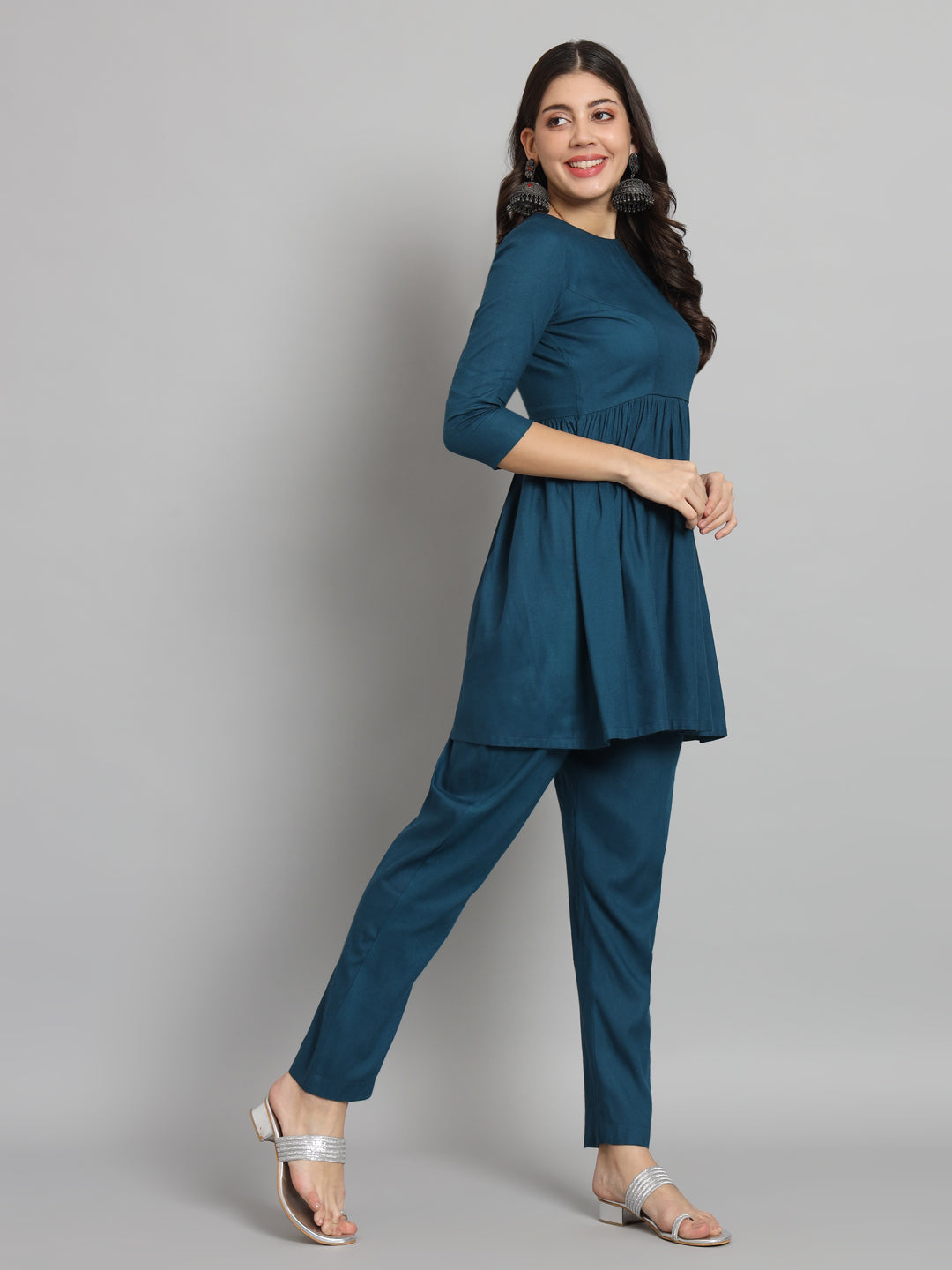 Fab Fashion Peacock Blue Co-Ord Set 