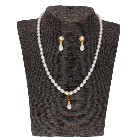 J Pearls Button Drop Pearl Set - Real Pearl Jewelry - Grab2buy