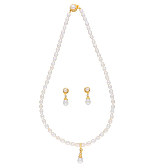 J Pearls Button Drop Pearl Set - Real Pearl Jewelry - Grab2buy