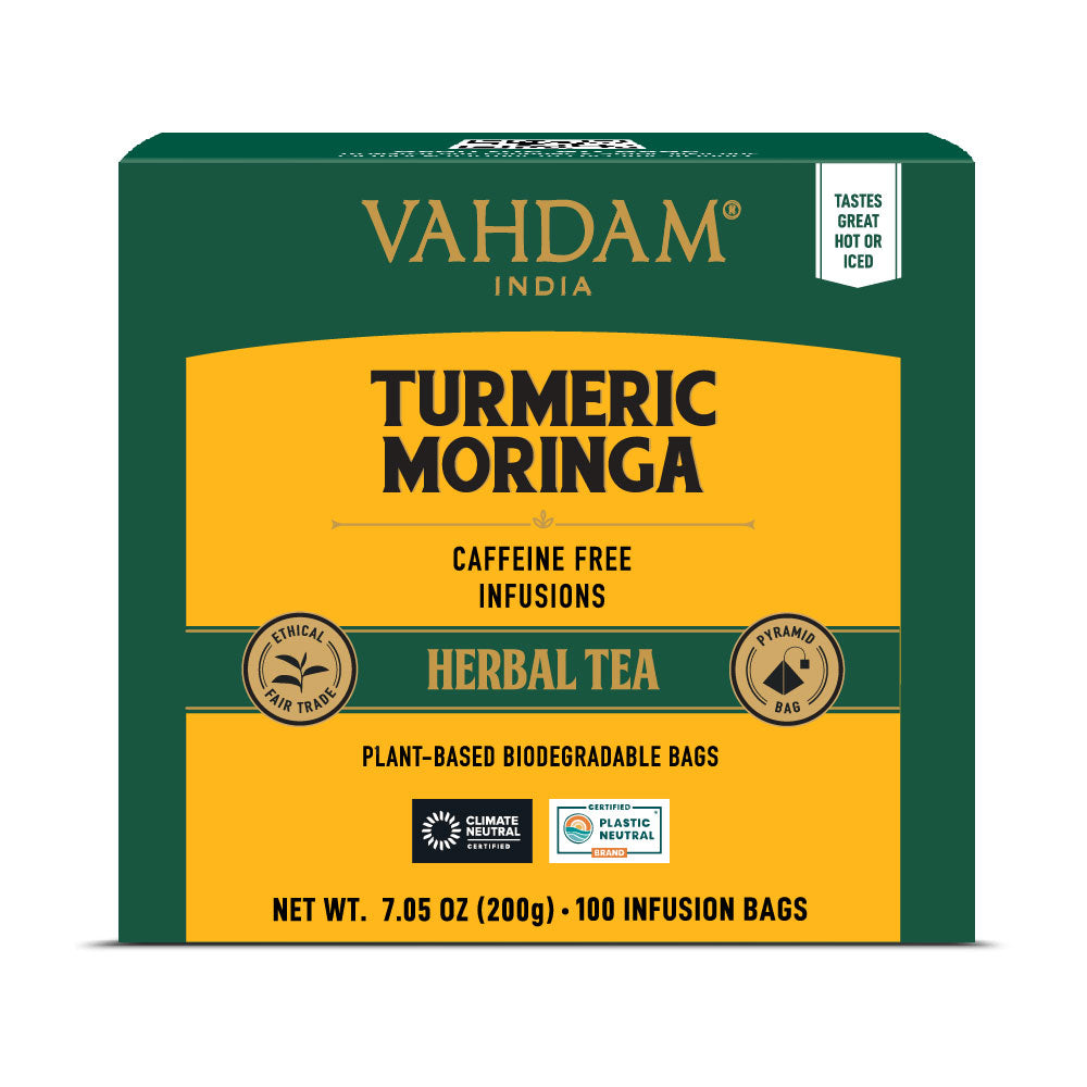 Turmeric Moringa Herbal Tea Tisane, 100 Count 