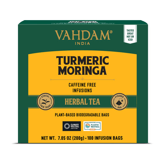 Turmeric Moringa Herbal Tea Tisane, 100 Count 