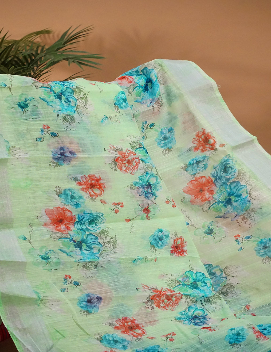 Pastel Green and Blue Digital Prin Semi Chanderi Grab2Buy By Gayathri Reddy Designer Studio 