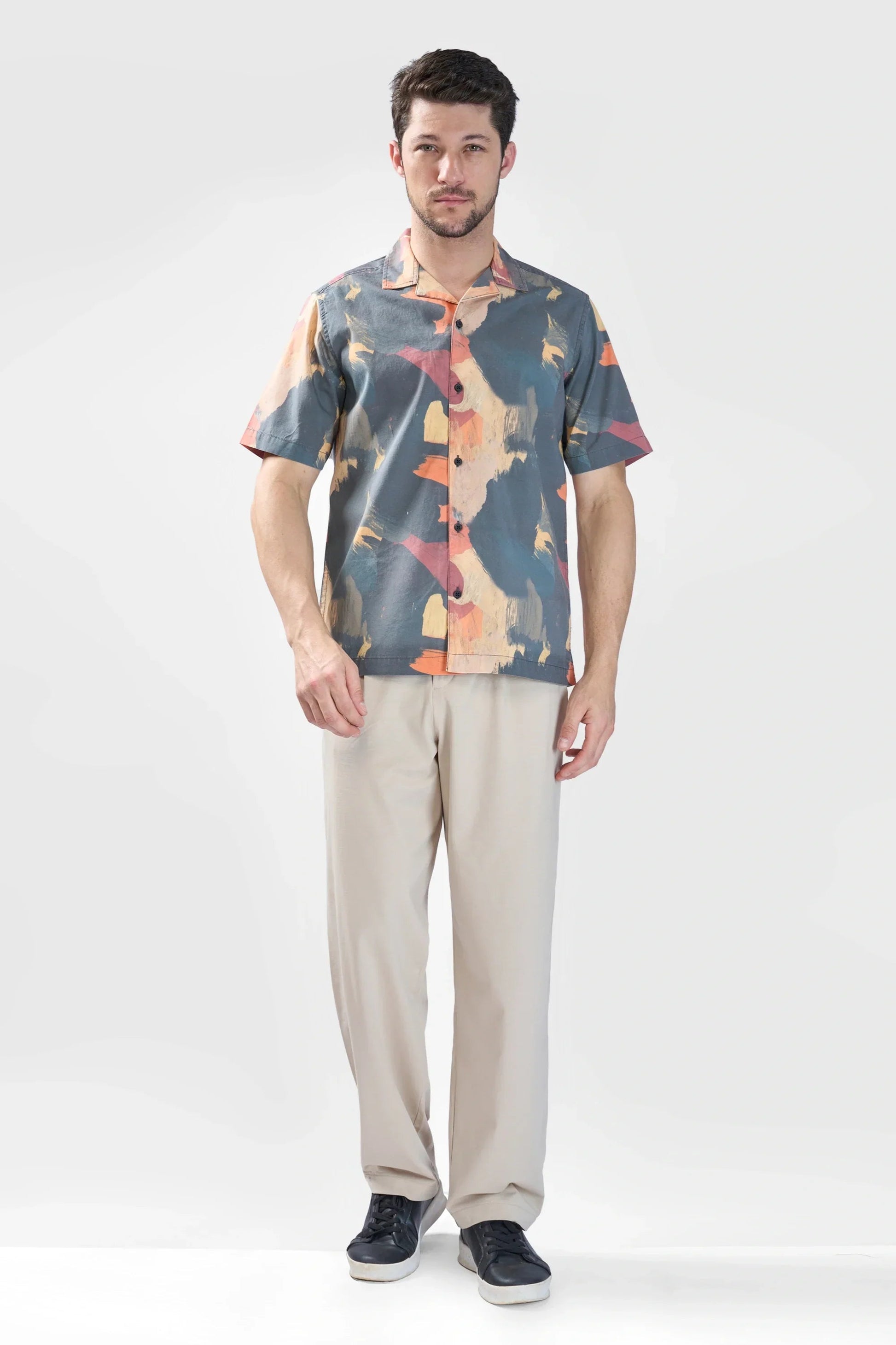 Xkind Dark Grey Abstract Printed Relaxed Fit Shirt  Grab2Buy Xkind Grab2Buy