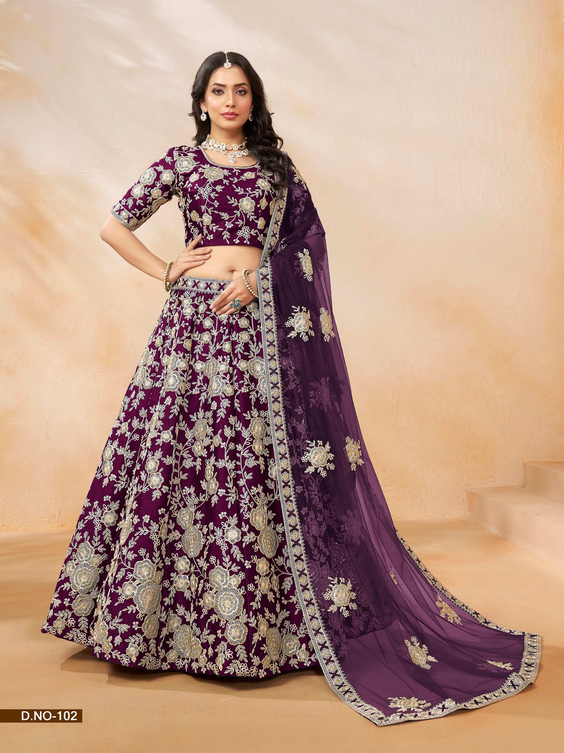 Anaita Purple Embroidered Heavy Art Silk Designer Lehenga With Blouse