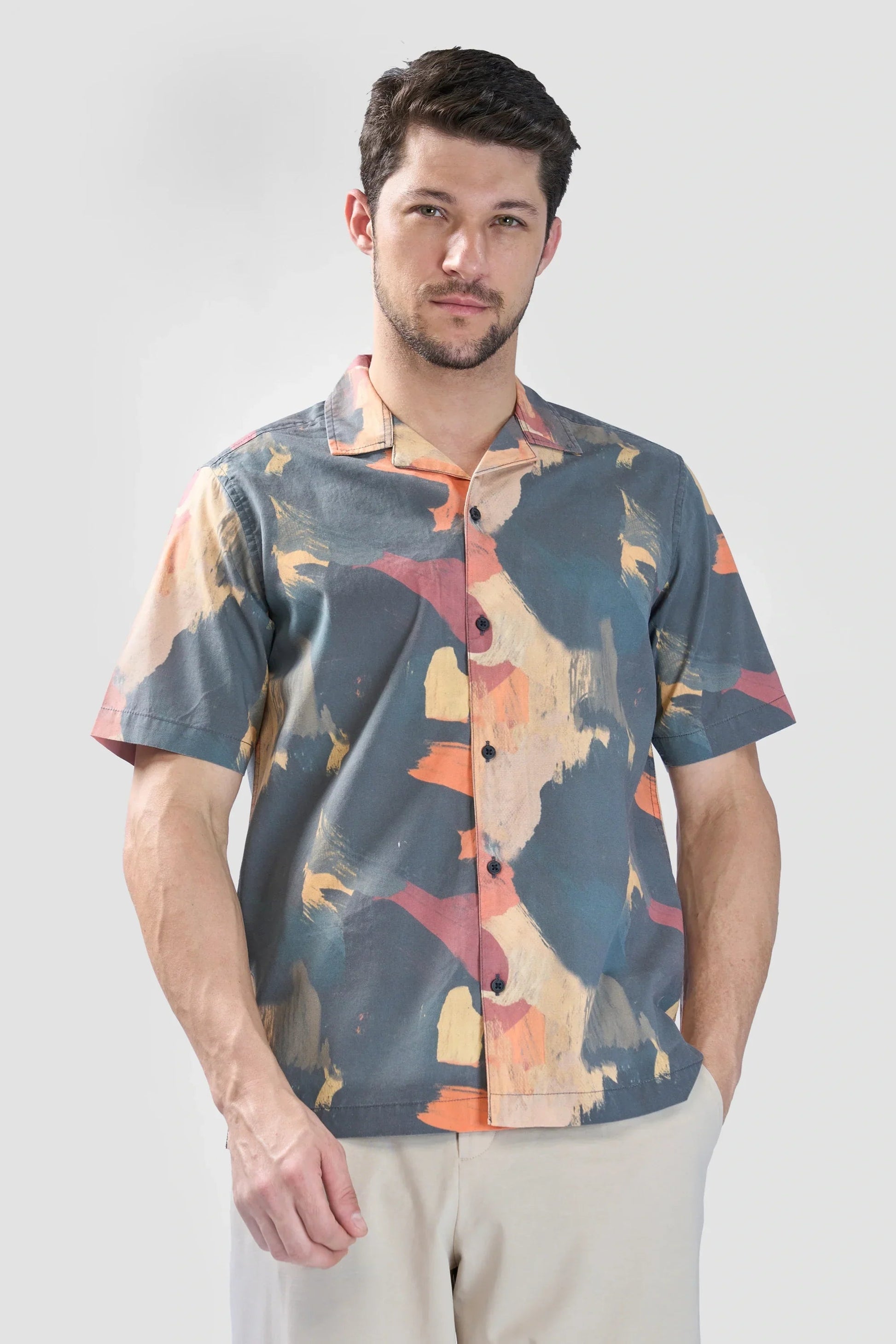 Xkind Dark Grey Abstract Printed Relaxed Fit Shirt  Grab2Buy Xkind Grab2Buy