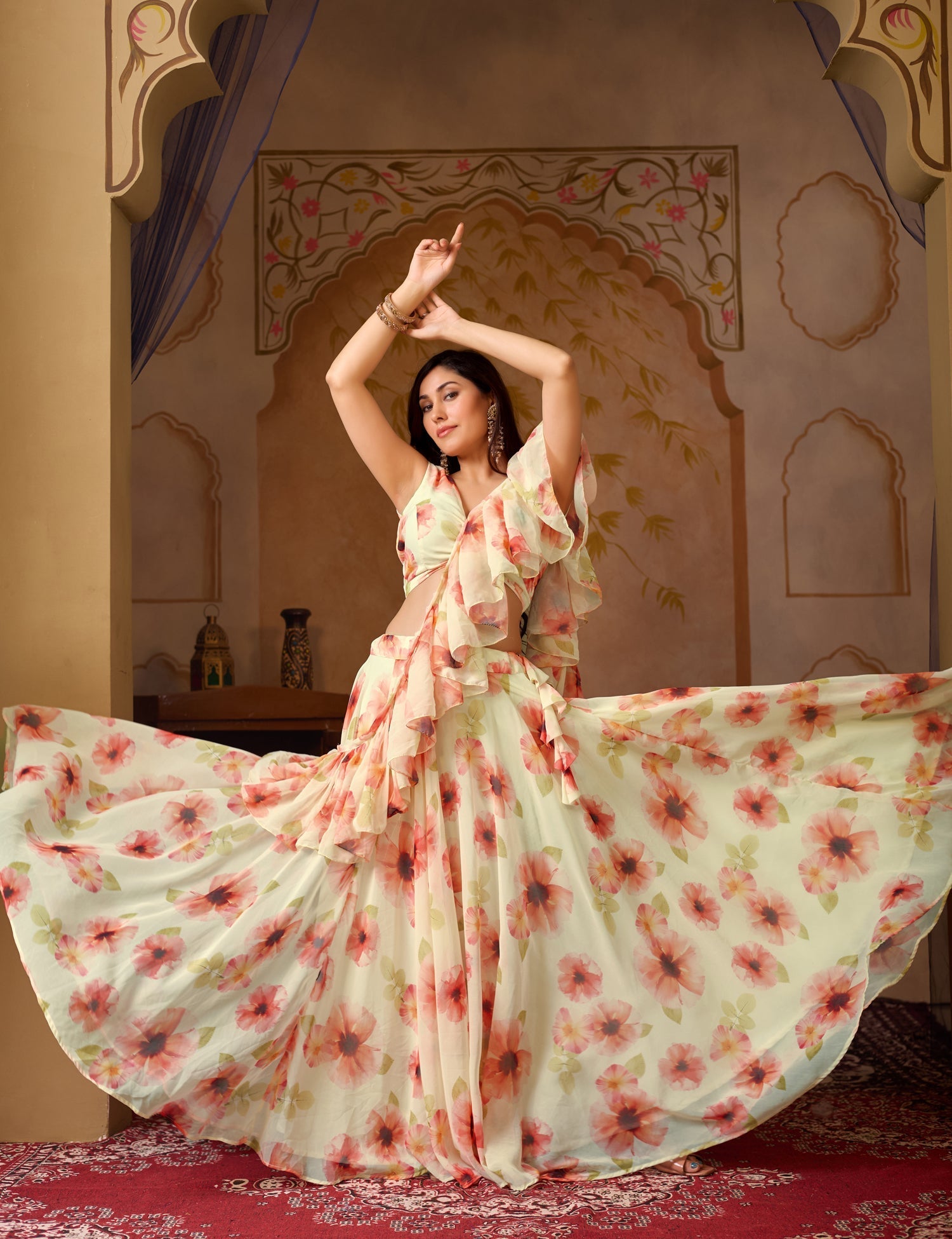 Lorenvalley Fashion Pista Georgette with Digital Printed Lehenga Choli with Dupatta 