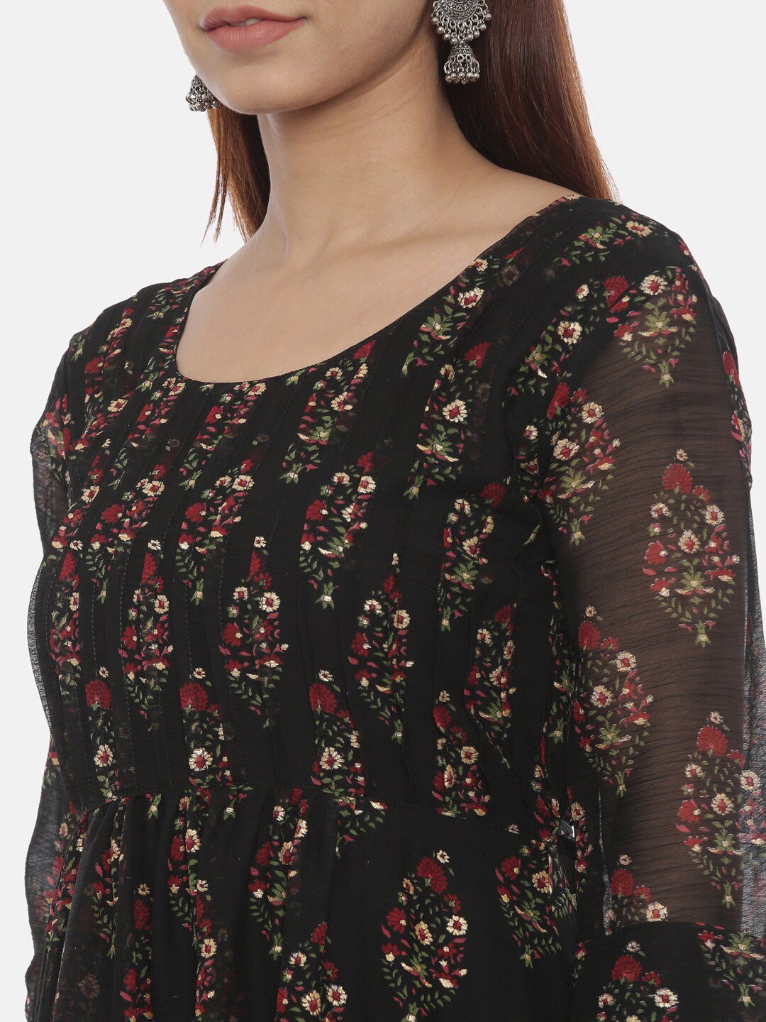 Souchii Women Black Printed Fit And Flare Beautiful Dress 