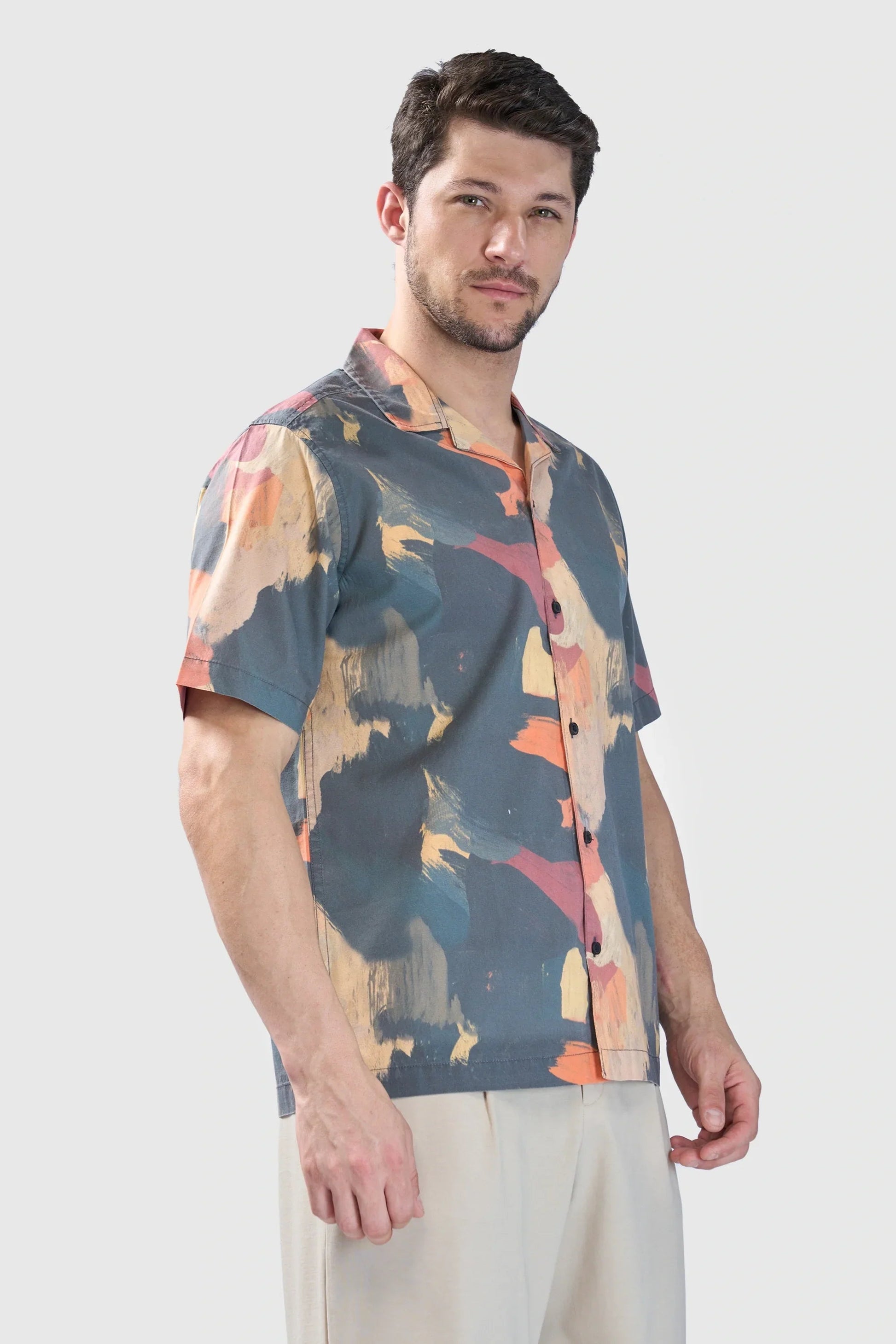 Xkind Dark Grey Abstract Printed Relaxed Fit Shirt  Grab2Buy Xkind Grab2Buy