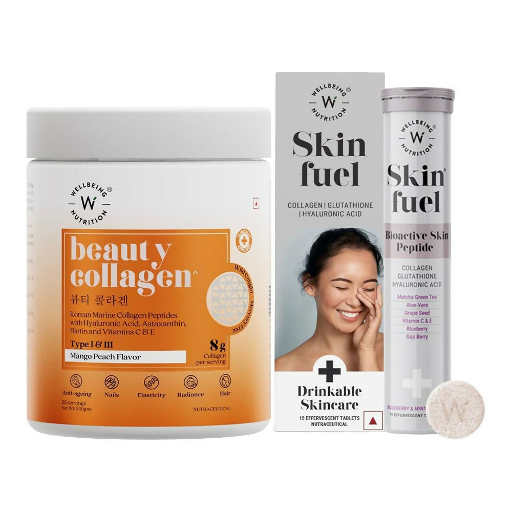 Wellbeing Nutrition Collagen & Glutathione Skin, Hair & Nails Combo  Grab2Buy Wellbeing Nutrition Grab2Buy