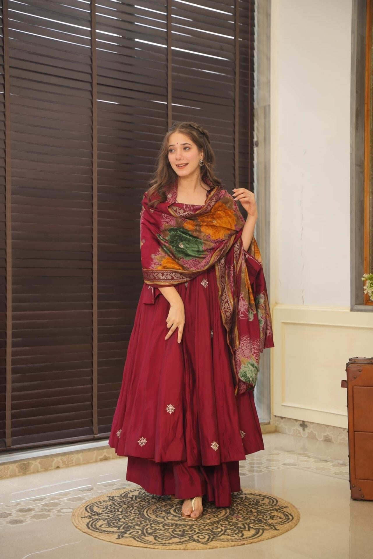 Yash Enterprise Maroon Maslin Cotton Party Wear Suit Set  Grab2Buy Yash Enterprise Grab2Buy
