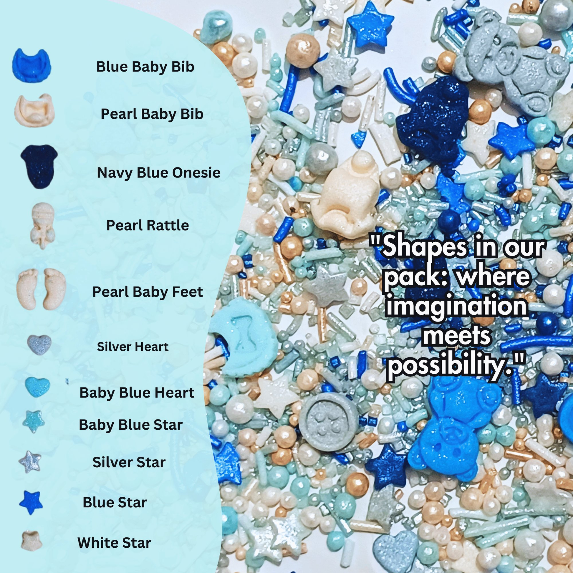 Confect Boys Baby Shower Sprinkles | Baby Blue Sprinkles for Cake & Cupcake Decorating