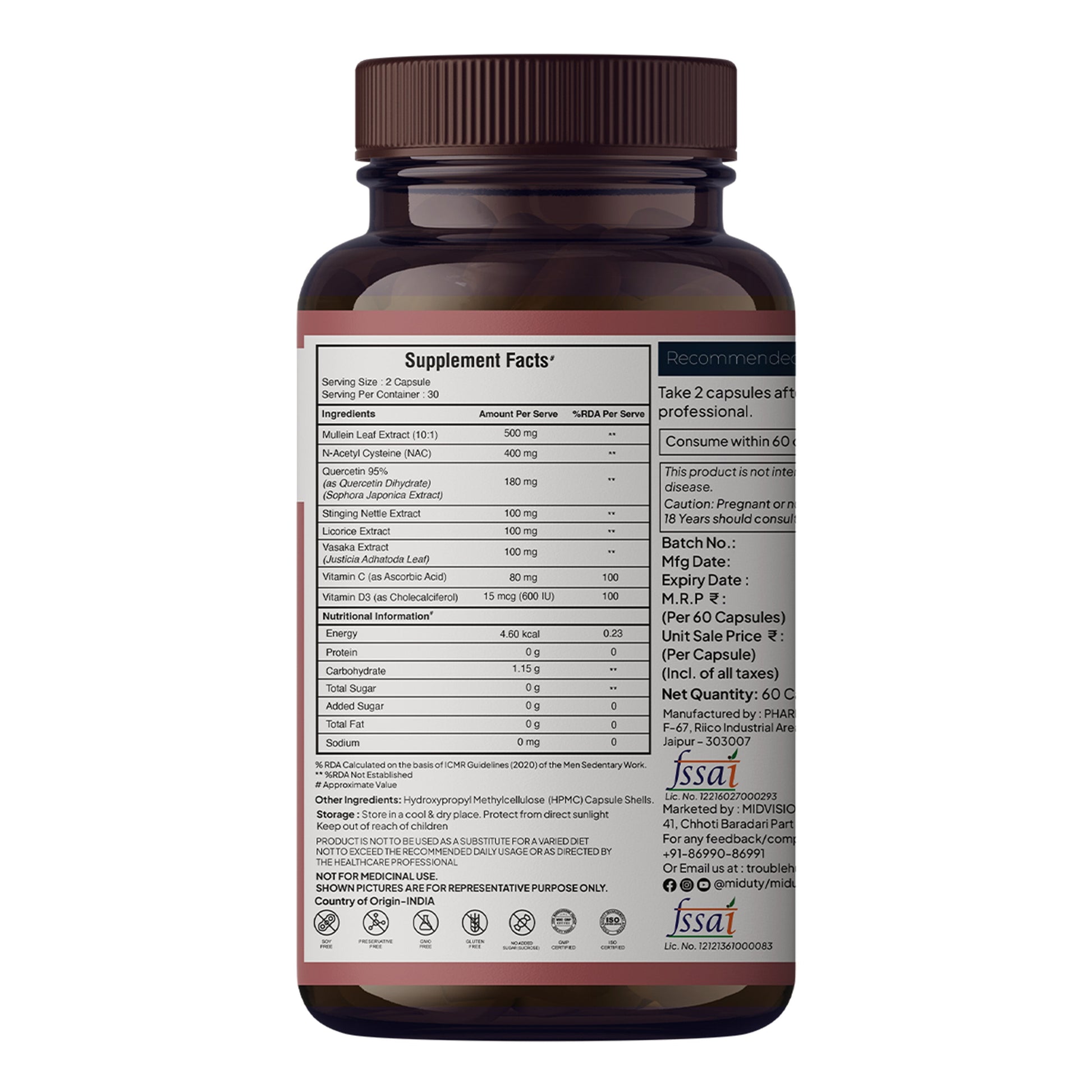Miduty by Palak Notes Lung Detox Cleanse Supplement Capsules 